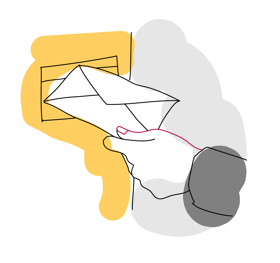 Illustration of a letter being posted.